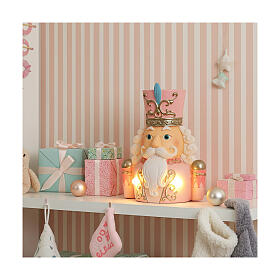 Busto General Quebra-Nozes cor-de-rosa 20 cm com luzes