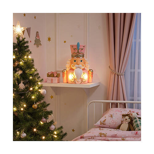 Dziadek do orzechów, popiersie różowe LED, 30 cm 2