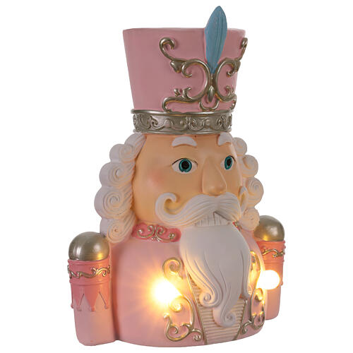Dziadek do orzechów, popiersie różowe LED, 30 cm 3
