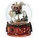 Globo de neve com caixa de música Pai Natal em cavalo de carrossel 20 cm s5