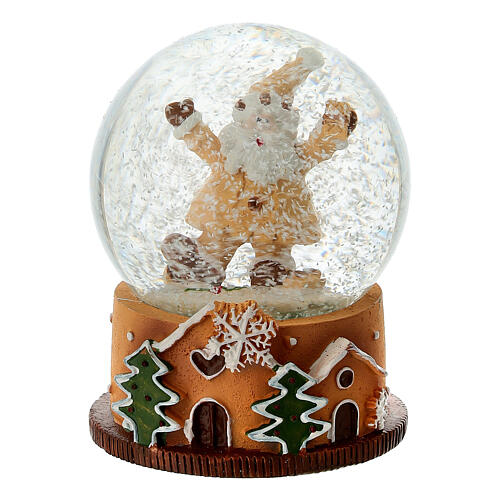 Boule à neige Père Noël en pain d'épice 10 cm 2