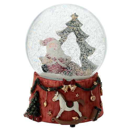 Schneekugel mit Spieluhr – Weihnachtsmann und Baum, 15 cm 2