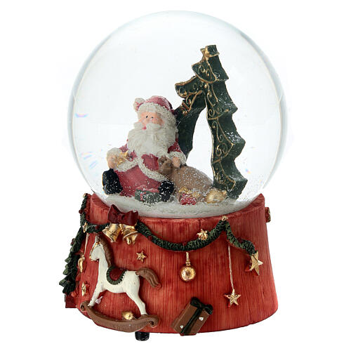 Schneekugel mit Spieluhr – Weihnachtsmann und Baum, 15 cm 3