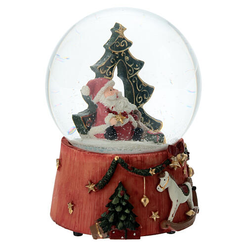 Schneekugel mit Spieluhr – Weihnachtsmann und Baum, 15 cm 4
