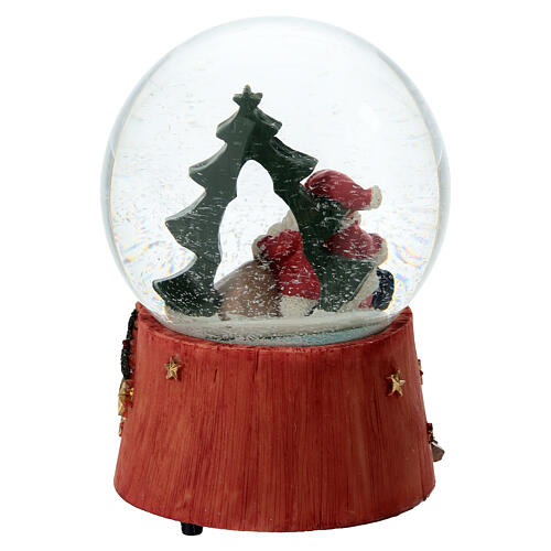 Schneekugel mit Spieluhr – Weihnachtsmann und Baum, 15 cm 5