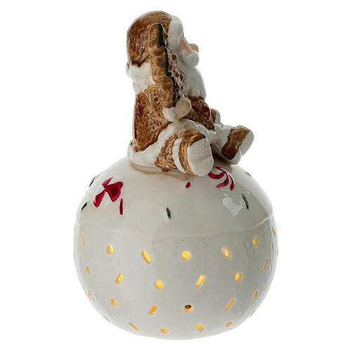 Weihnachtsmann mit Baum auf beleuchteter Porzellankugel, 14 cm Höhe 3