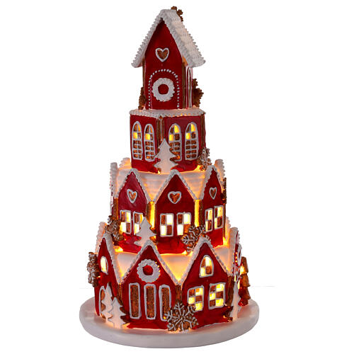 Lebkuchendorf mit LED-Beleuchtung, batteriebetrieben – 40 cm 4