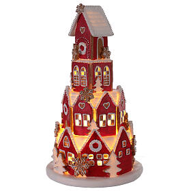 Gingerbread village with battery-operated LEDs, 16 in