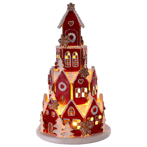 Gingerbread village with battery-operated LEDs, 16 in 1