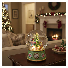 Boule à neige boîte à musique sapin de Noël et bonhomme de neige LED 40 cm