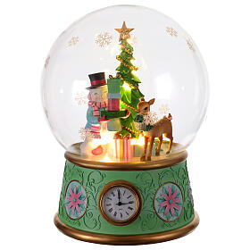 Globo di neve carillon albero di natale e pupazzo di neve led 40 cm