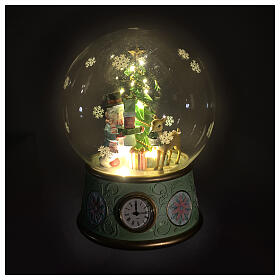 Globo di neve carillon albero di natale e pupazzo di neve led 40 cm