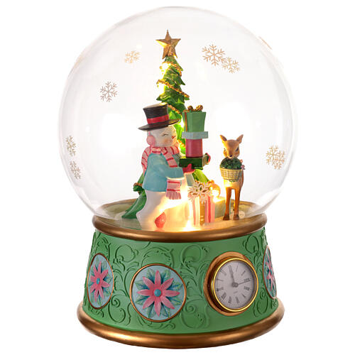 Globo di neve carillon albero di natale e pupazzo di neve led 40 cm 4