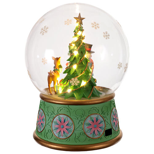 Globo di neve carillon albero di natale e pupazzo di neve led 40 cm 5