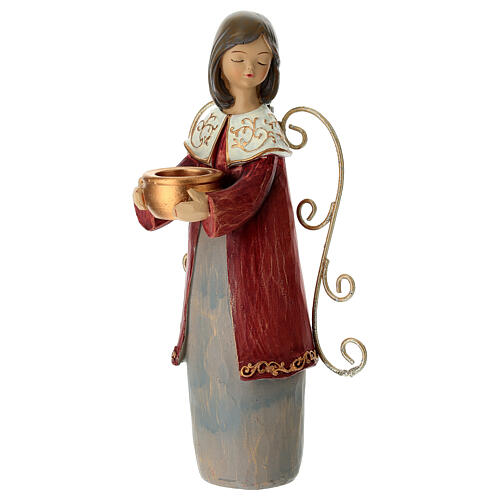 Anjo castiçal com asas douradas 20 cm 2