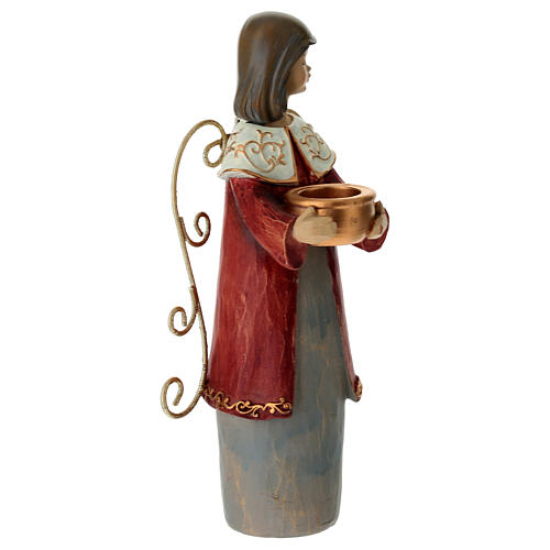 Anjo castiçal com asas douradas 20 cm 3