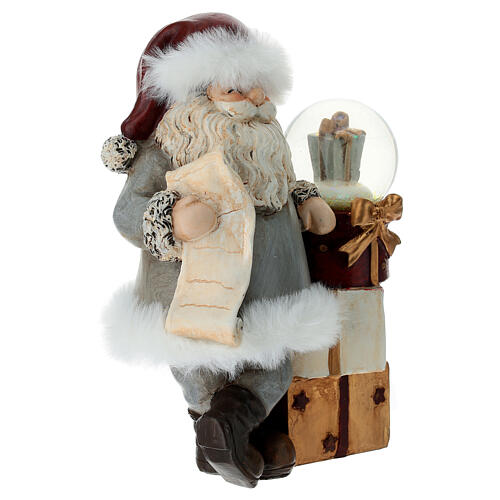 Santa Claus with gifts and glass globe, 8 in 4