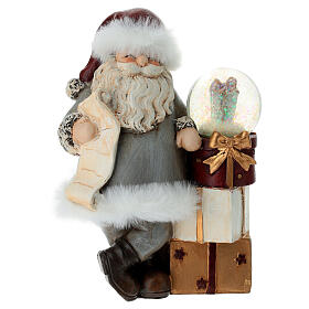 Santa Claus gifts and glass snow globe, 20 cm