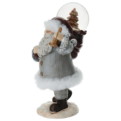 Santa Claus with gift sack and glass globe, 8 in 4