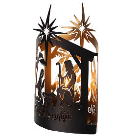 Lighted Lantern with Nativity battery-powered, 25 cm