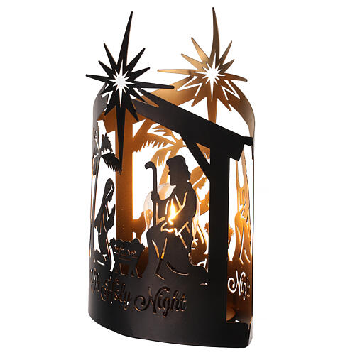 Lighted Lantern with Nativity battery-powered, 25 cm 2