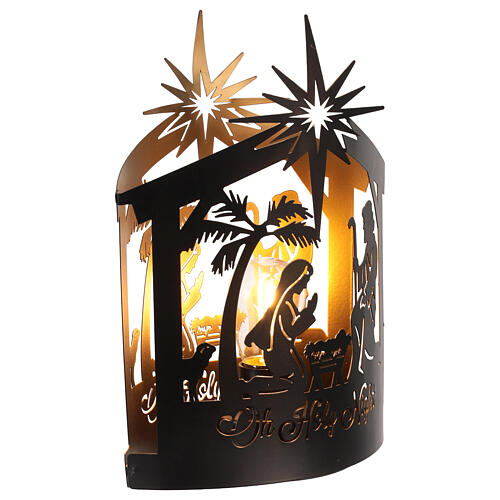 Lighted Lantern with Nativity battery-powered, 25 cm 3