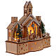 Église avec Crèche à LED et décor enneigé piles 30x15x30 cm s3