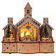 Chiesa con Natività led sfondo innevato batterie 30x15x30 cm s1