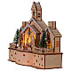 Chiesa con Natività led sfondo innevato batterie 30x15x30 cm s2
