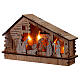 Complete wooden nativity set lighted house with battery-powered, 30x10x20 cm s2