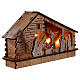 Complete wooden nativity set lighted house with battery-powered, 30x10x20 cm s3