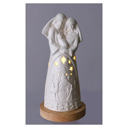 Natividad de porcelana con base madera 26 cm 5