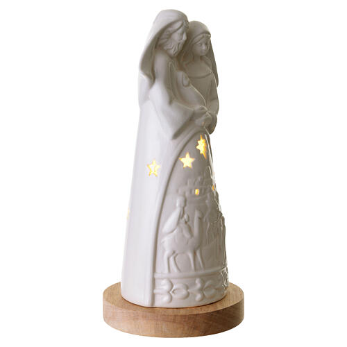 Natività in porcellana con base legno 26cm 6