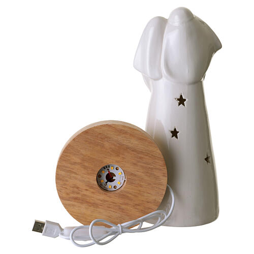 Natività in porcellana con base legno 26cm 8