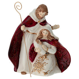 Porcelain Nativity Holy Family with Golden Details, 20 cm