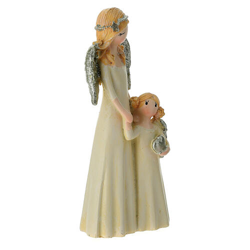 Mother and Daughter Angel Statue Glitter Details, 15 cm 3