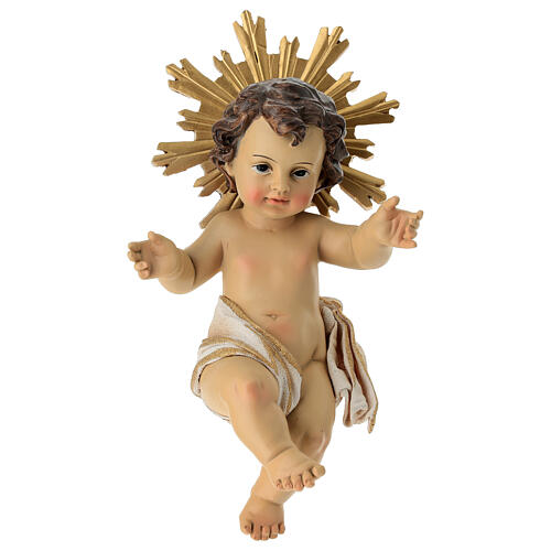 Bambinello con aureola e stoffa 25 cm 1