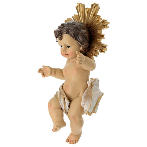 Bambinello con aureola e stoffa 25 cm 3