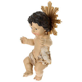 Statua bambin Gesù con aureola e stoffa 35 cm