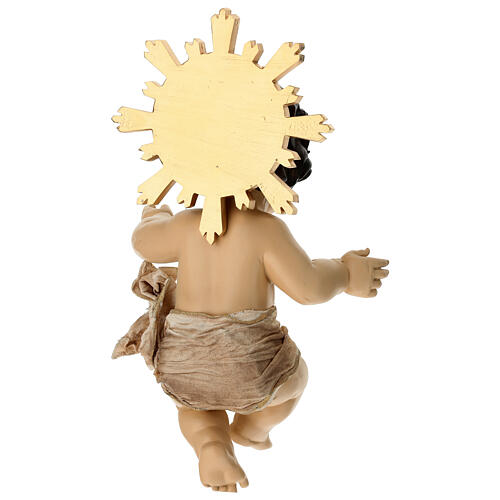 Statua bambin Gesù con aureola e stoffa 35 cm 4