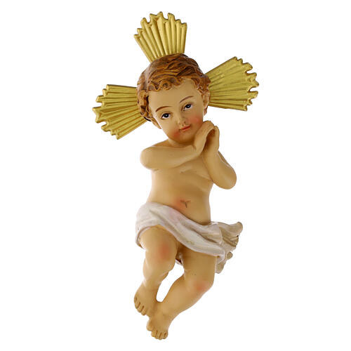 Bambinello con aureola e culla 10 cm 2