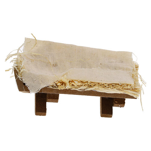 Bambinello con aureola e culla 10 cm 3