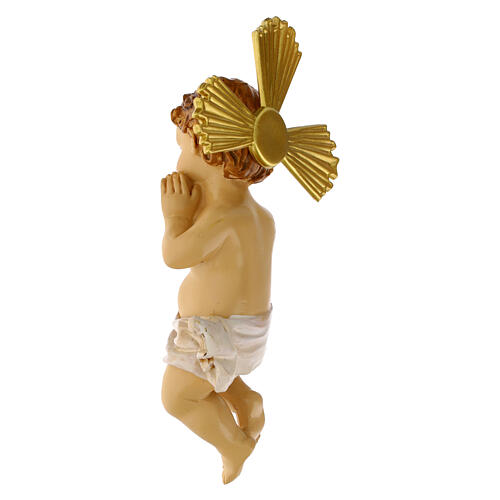 Bambinello con aureola e culla 10 cm 4