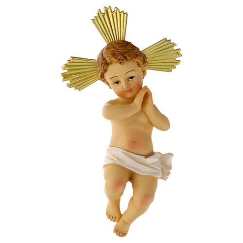 Bambin Gesù con aureola e culla 20 cm 2