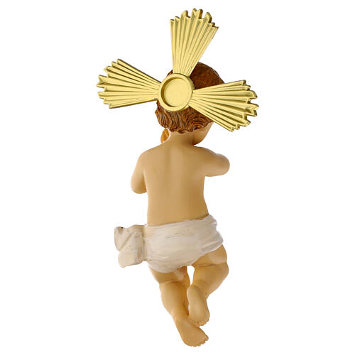 Bambin Gesù con aureola e culla 20 cm 4
