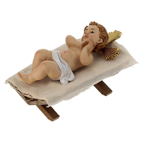 Baby Jesus with wooden crib, 25 cm 2