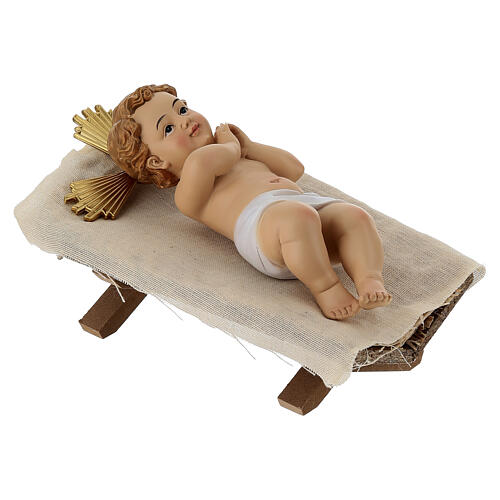 Niño Jesús con cuna de madera 25 cm 3