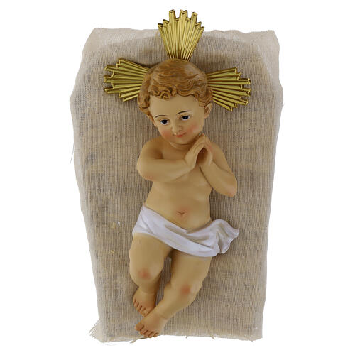 Gesù Bambino con culla in legno 25 cm 1