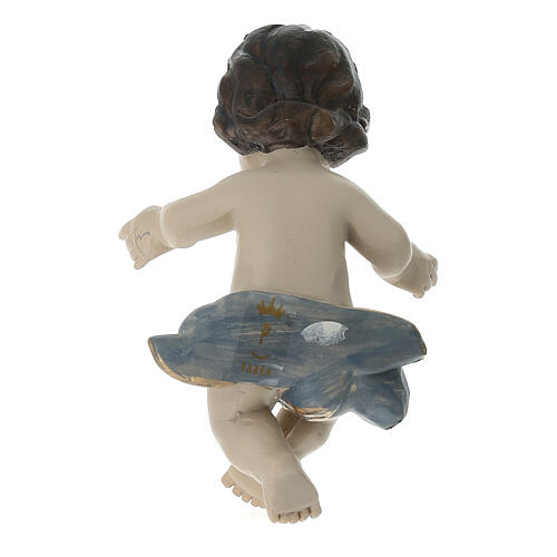 Bambinello resina lenzuolo azzurro ed oro 10 cm 4