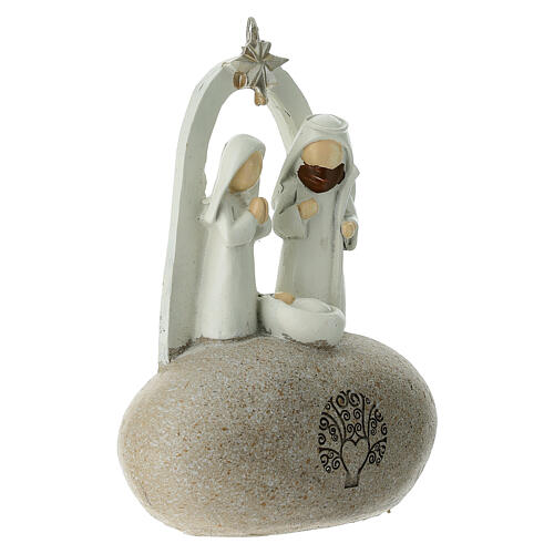 Sacra Famiglia su roccia con arco e stella 10 cm 3